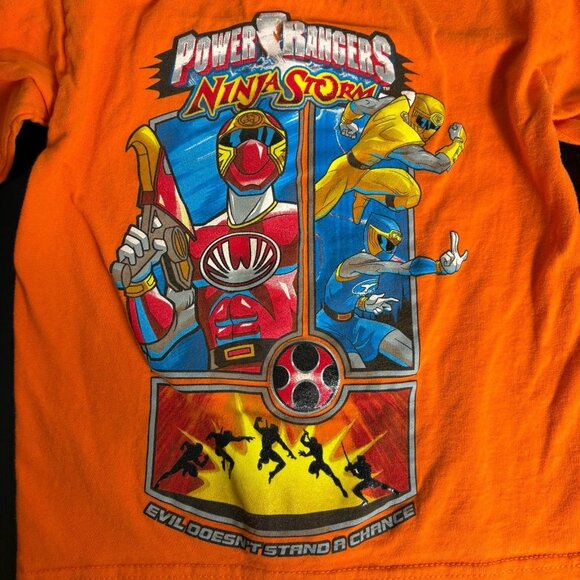 Vintage 90s POWER RANGERS Ninja Storm Boys Kids Small Orange T-Shirt Long Sleeve - Picture 2 of 6